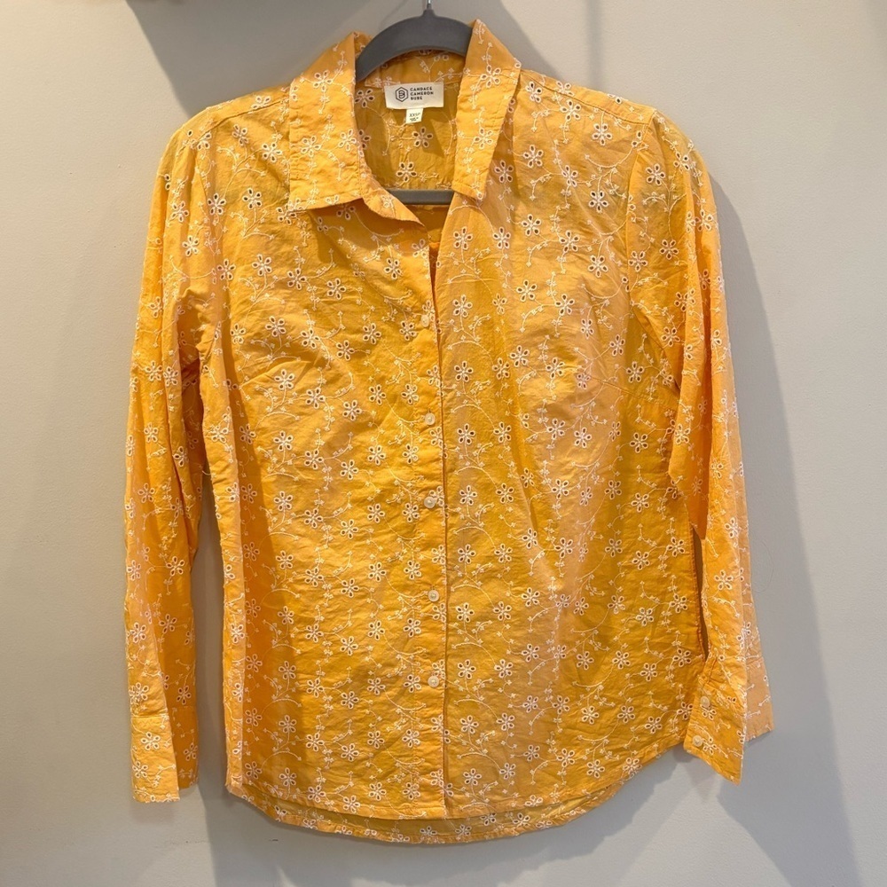 Candace Cameron Bure Yellow Floral Button-Up Shirt